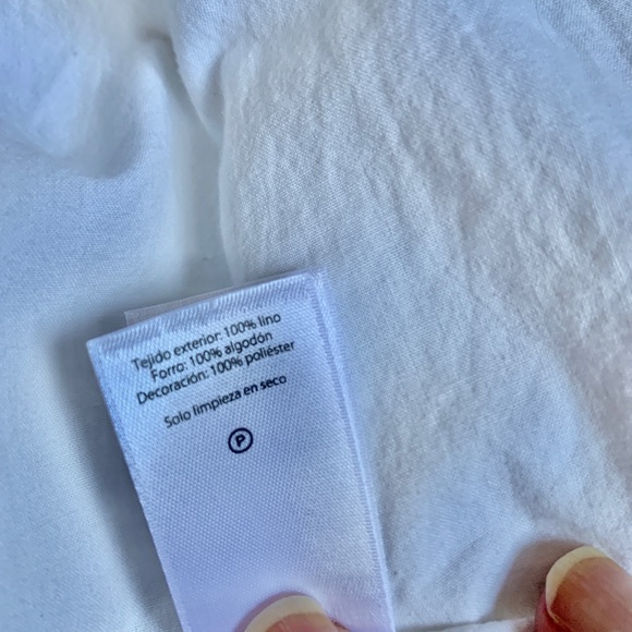 Linen Vineyard Vines Mini.Dress White Scallop Embroidered Shift Nautical in Sz 8 - Picture 12 of 16